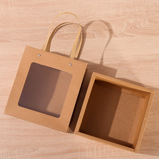 Set Túi Qùa Kèm Khay Đựng 18cmx18cmx9cm Màu Kraft Không Kèm sản phẩm bên trong