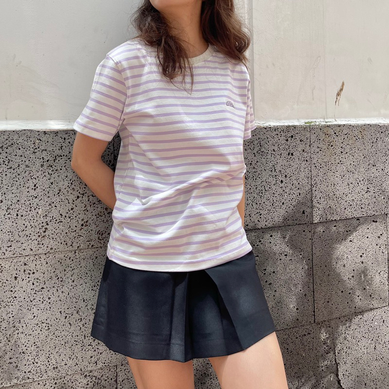 ÁO THUN LOGO THÊU SỌC TÍM PASTEL