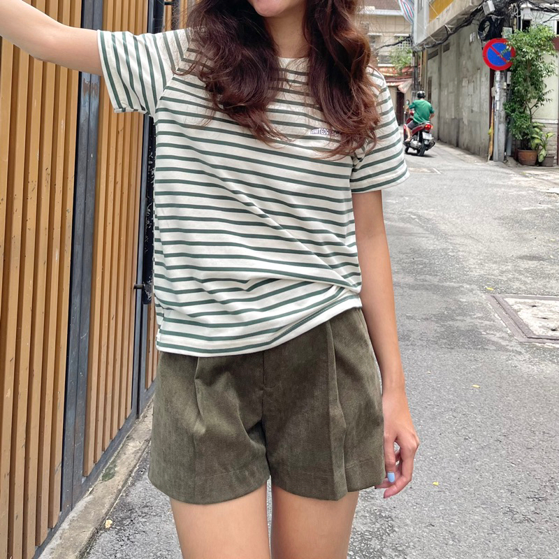 ÁO THUN LOGO THÊU SỌC XANH