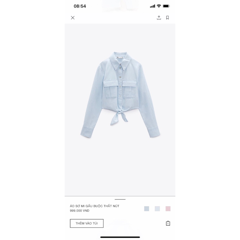 Sơ mi buộc eo 2 túi trước xinh chất linen mềm mát