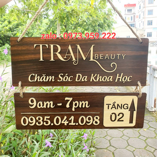 Bảng gỗ open - close - mở - đóng - 2 tầng - bảng gỗ treo cửa decor shop