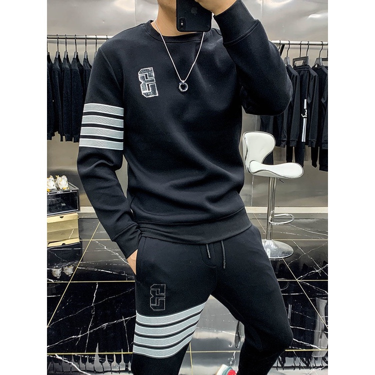 Bộ nỉ nam 4 sọc Thom Chữ B bộ quần áo dài thu đông nam thời trang phong cách