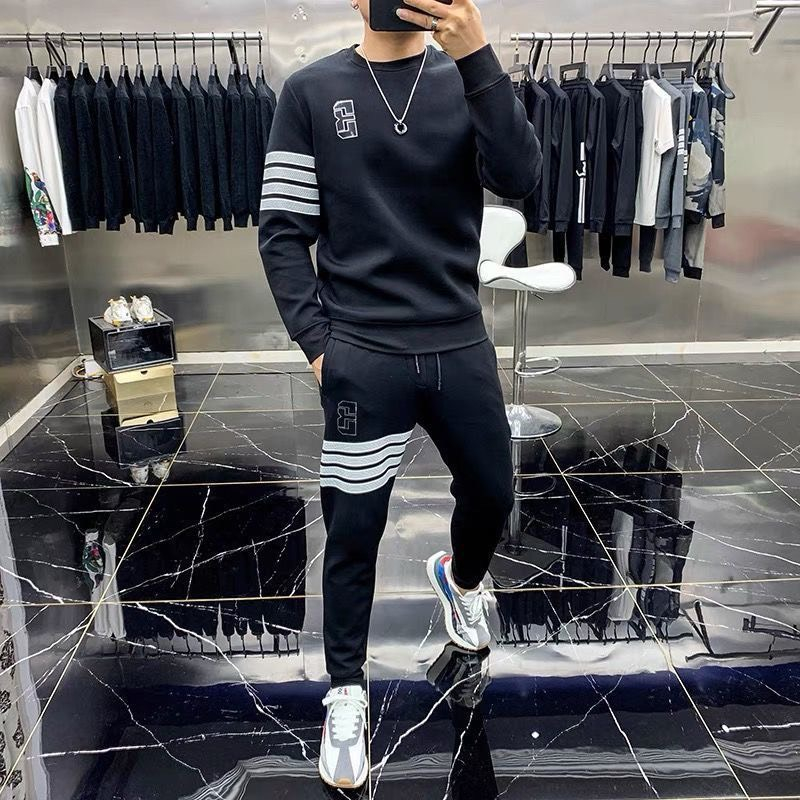 Bộ nỉ nam 4 sọc Thom Chữ B bộ quần áo dài thu đông nam thời trang phong cách