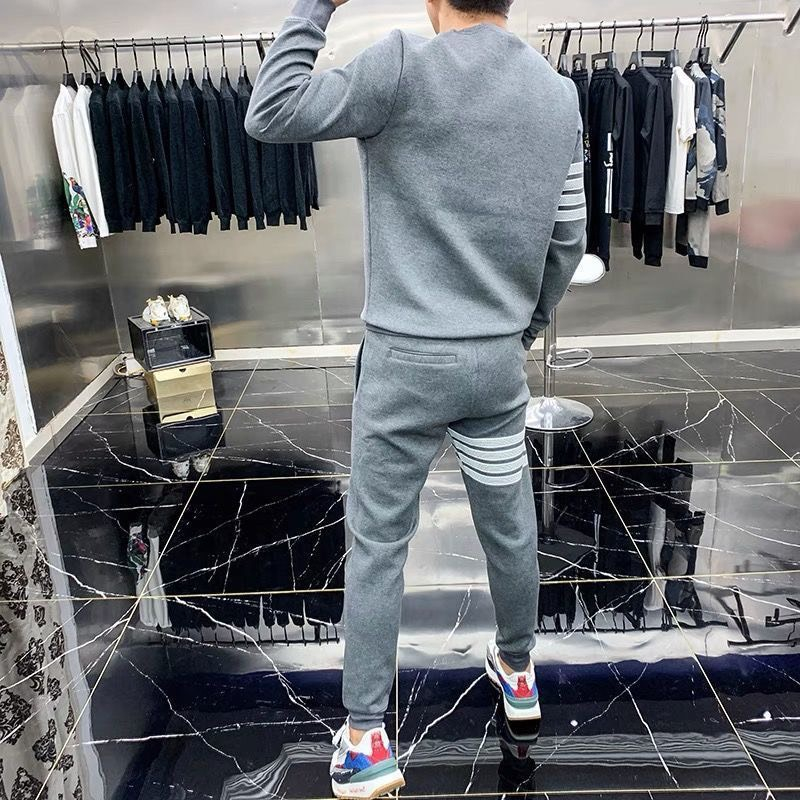 Bộ nỉ nam 4 sọc Thom Chữ B bộ quần áo dài thu đông nam thời trang phong cách