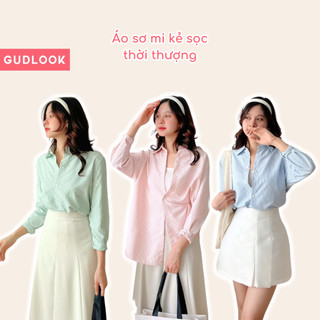 Áo Sơ Mi Dài Tay Form Rộng GUDLOOK Kẻ Sọc Đi Học Đi Làm