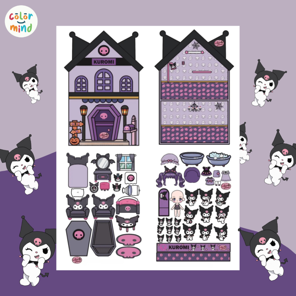 Đồ Chơi Sticker - Hình Dán Sticker - Cửa hàng bánh quế - Cửa hàng Gà Rán - Nhà hàng Hàn Quốc - Ngôi nhà của Kuromi