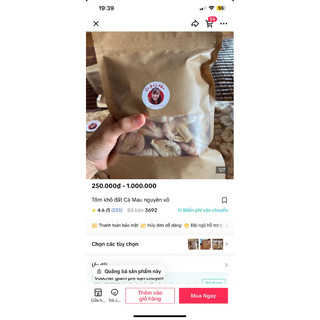 Tôm khô đất nguyên vỏ Cà mau( Cô Ba Cà Mau)