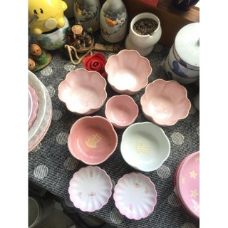 Tô chén dĩa màu hồng gốm sứ nhật 2hand