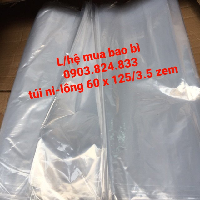 1kg túi bóng PE dai đựng hàng to, nilon bọc chăn đệm, lót bên trong bao tải 60 x 125/dày 3,5 zem