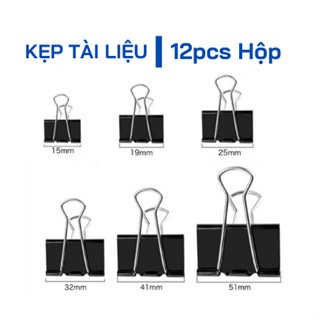 Kẹp giấy tài liệu, Kẹp bướm 15 mm 19mm 25mm 32 mm 41mm 12 cái/hộp