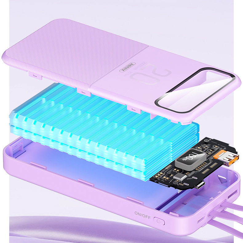 Pin dự phòng sạc nhanh Remax RPP-620 STERVUI 20000mAh tích hợp 2 cáp - hỗ trợ QC 22.5W và PD 20W