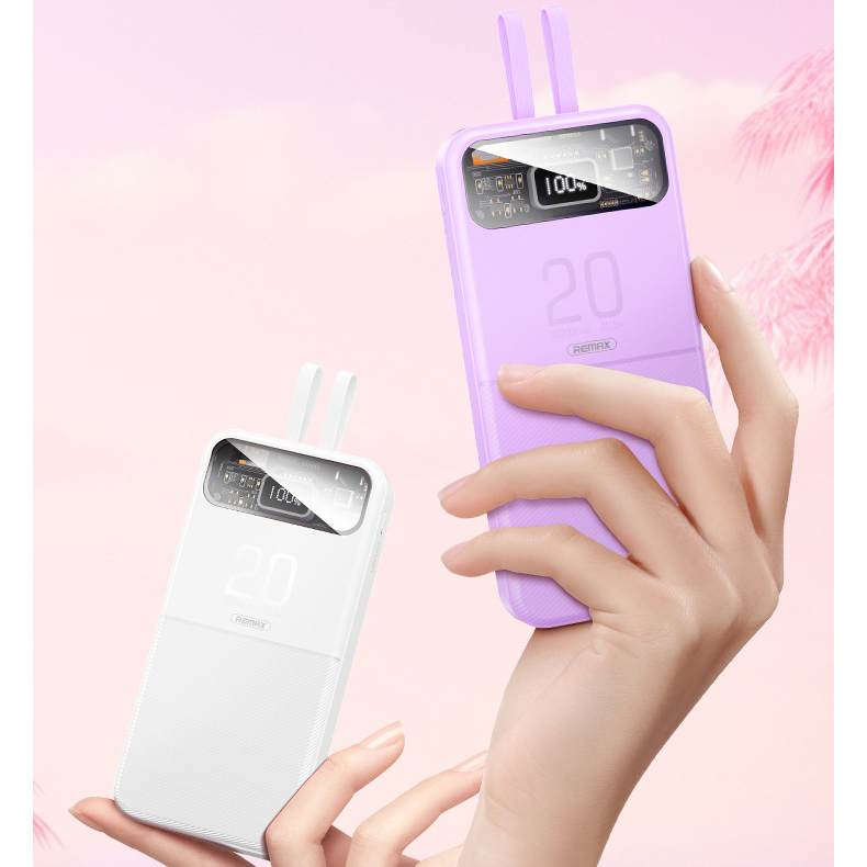 Pin dự phòng sạc nhanh Remax RPP-620 STERVUI 20000mAh tích hợp 2 cáp - hỗ trợ QC 22.5W và PD 20W