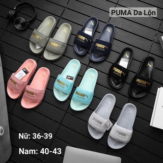 Dép puma da lộn,FREESHIP + Hộp hãng, dép puma quai ngang hình con báo nam nữ thể thao kèm tem tag mác đầy đủ