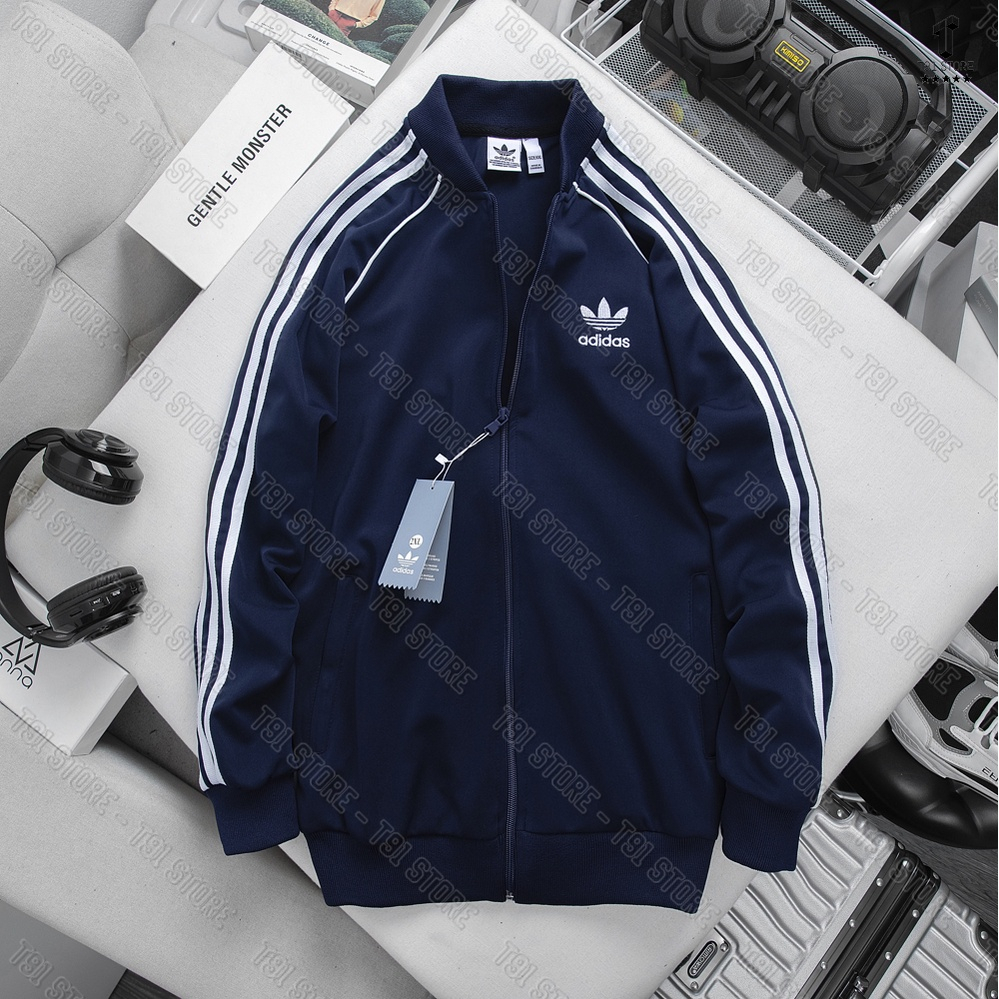 Áo Khoác Thể Thao ba Sọc Adidas Nam Nữ Thun Poly dày dặn