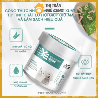 Khăn ướt lau mắt và tai ố bẩn cho chó mèo từ cây Lô Hội - hộp 130 chiếc Thị Trấn Thú Cưng