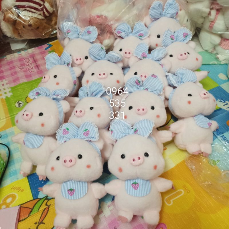 Gấu bông heo nơ 20_25cm