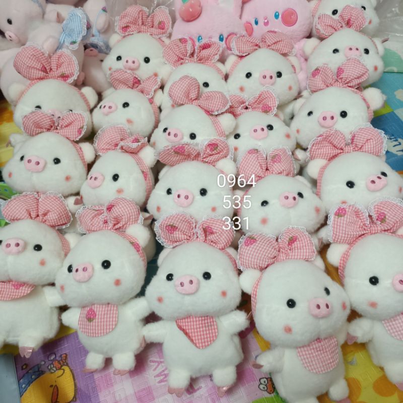 Gấu bông heo nơ 20_25cm