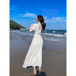 ĐẦM MAXI TAY PHỒNG ĐAN LƯNG SAU