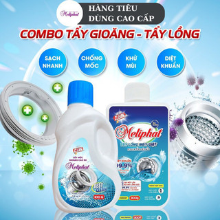 Combo tẩy lồng máy giặt sinh học meliphat + Tẩy mốc gioăng cao su cao cấp meliphat