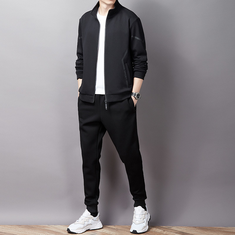 Bộ thể thao nam dài tay chất Poly 2 da dày dặn khóa kéo chạy viền phản quang THE1975