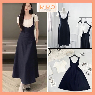 [MIMO] SET YẾM 2S ĐEN DÁNG DÀI MIX ÁO THUN TĂM TRẮNG, ĐI LÀM ĐI CHƠI ĐỀU XINH