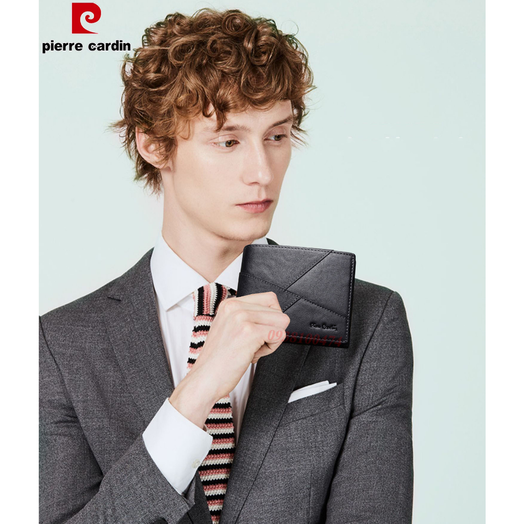 Ví da Pierre Cardin chính hãng da bò thật kết cấu da nổi bật ví ngang PCJ2067