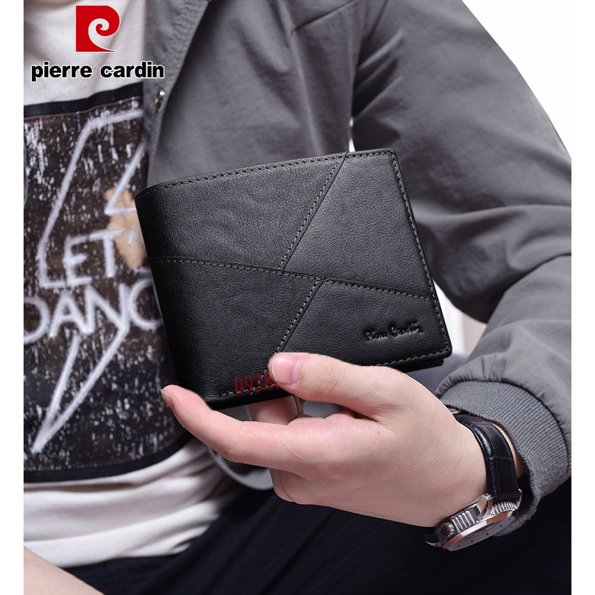 Ví da Pierre Cardin chính hãng da bò thật kết cấu da nổi bật ví ngang PCJ2067