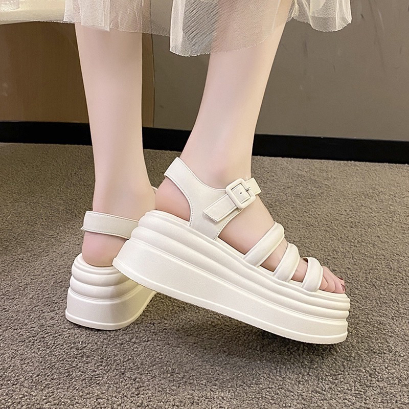 Dép Sandal Nữ Đế Cao 6cm Thời Trang Chất Da Siêu Mềm Đẹp Mới