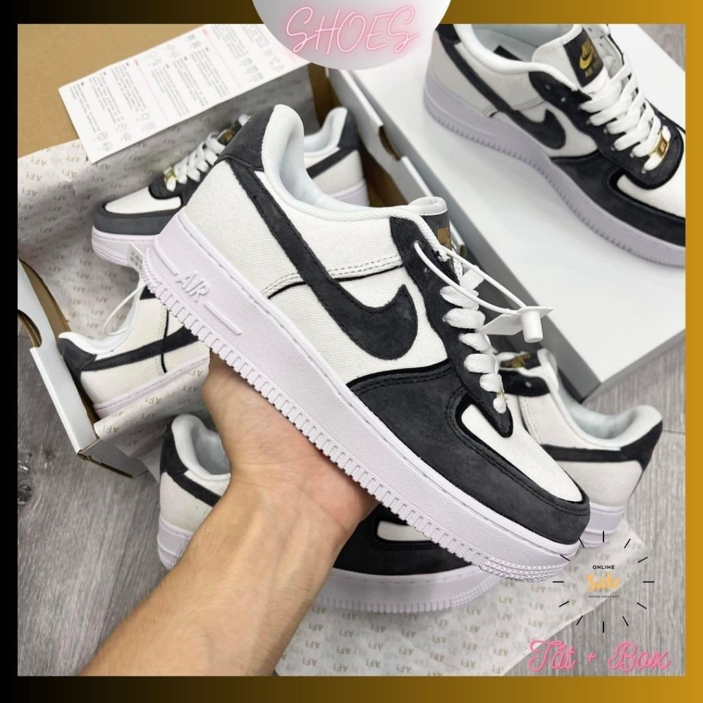 HOT Giày Nike_ Af1 Da Lộn Xám Lông Chuột Nam Nữ Cao Cấp Giày Af1 Custom Xám Canvas Nguyên Bản Chuẩn Đế AIR