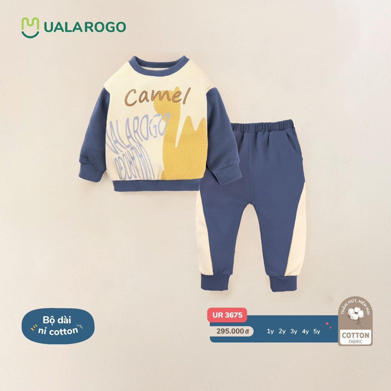 UALAROGO - Bộ cài vai Ualarogo vải nỉ cotton cho bé