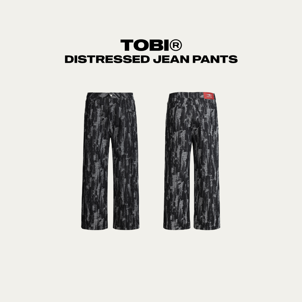 Quần Jeans Ống Suông Chi Tiết Rách TOBI