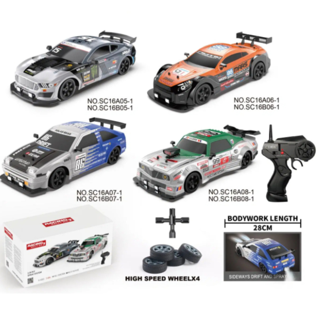 Xe điều khiển từ xa drift tốc độ cao 4WD Nissan Tokyo Drift 1/16 tốc độ cao có chức năng tạo khói - kèm 2 bộ lốp
