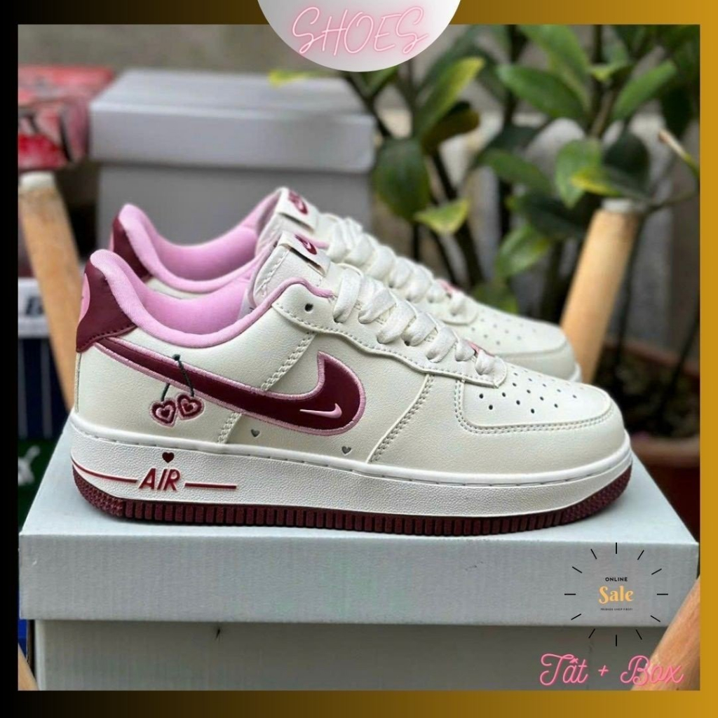 HIT Giày_Nike Air Force 1 Valentine's Mới Nhất 2023 , Giày AF1 Tình Nhân Phối Màu Cực Cháy , Hottrend Full Phụ Kiện