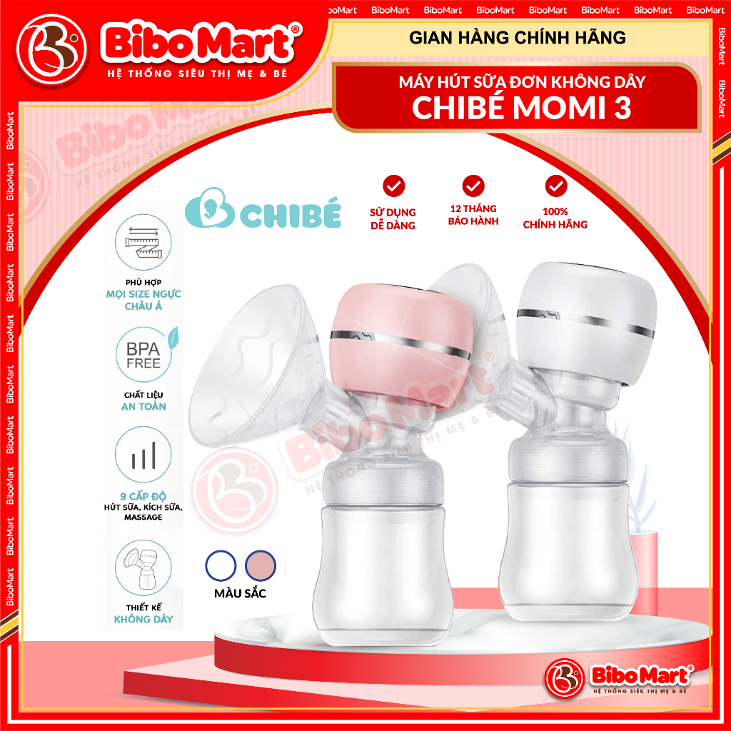 MÁY HÚT SỮA ĐƠN KHÔNG DÂY CHIBÉ MOMI 3 - TẶNG ÁO HÚT SỮA - BẢO HÀNH VÀNG 18 THÁNG
