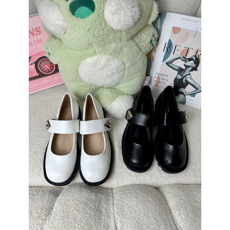 Giày búp bê Cnk mũi tròn đế bánh xe 3.5cm khoá kim loại phong cách Mary Jane hàng Fullbox mới nhất 2023 G05
