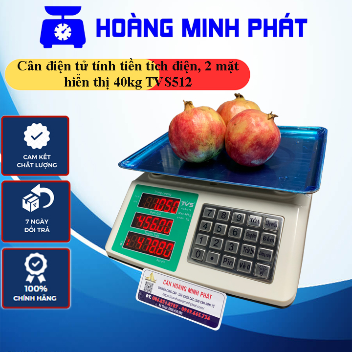 Cân Tính Tiền Điện Tử - Cân Bán Hàng 30kg 40kg TVS512 Tiếng Việt. dùng cân hàng hóa, hoa quả, đồ dùng, đồ khô