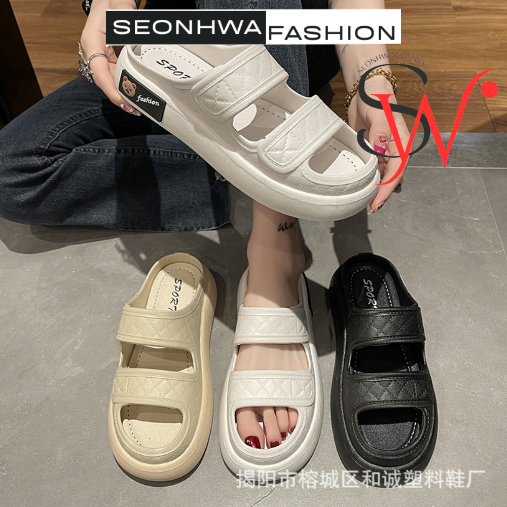 Dép sandal nữ hai quai ngang cá tính SEONHWA cao 3cm thời trang mới năng động sang chảnh G2205