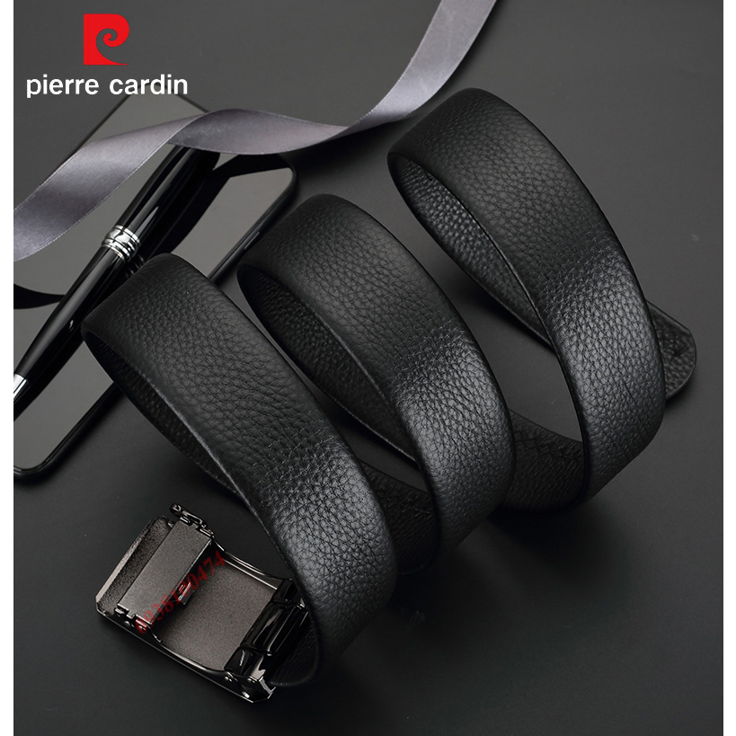 Dây nịt Pierre Cardin nam chính hãng dây da bò thật khóa chốt tự động PCJ1080