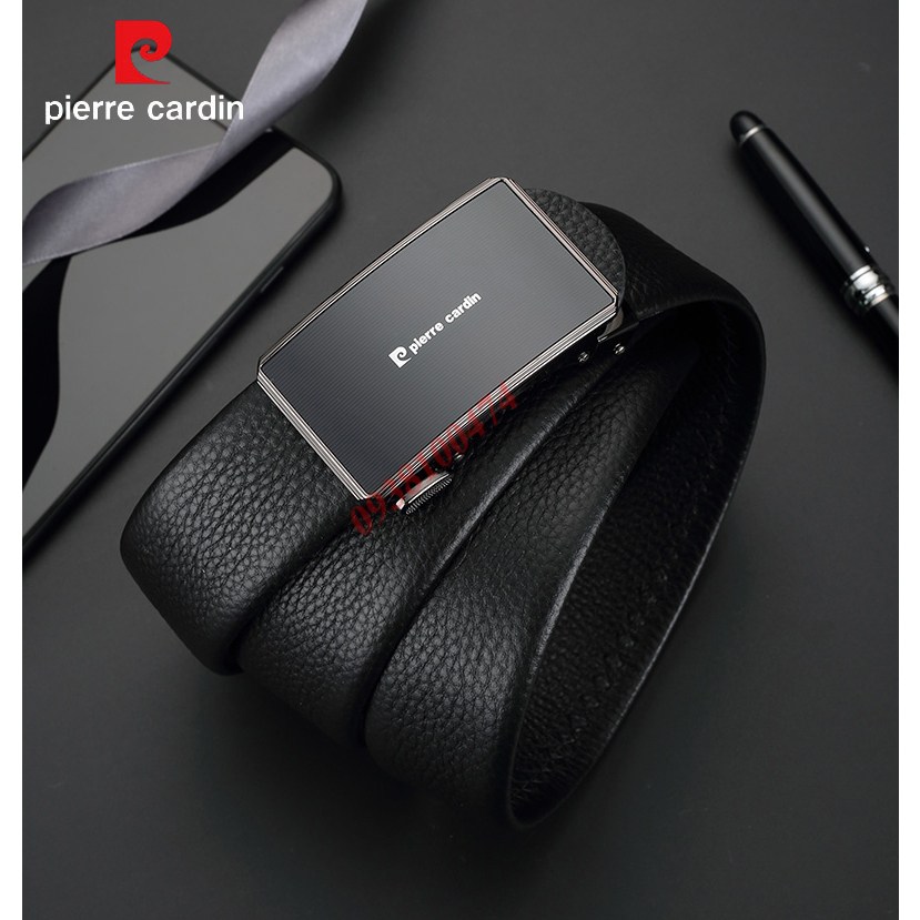 Dây nịt Pierre Cardin nam chính hãng dây da bò thật khóa chốt tự động PCJ1080