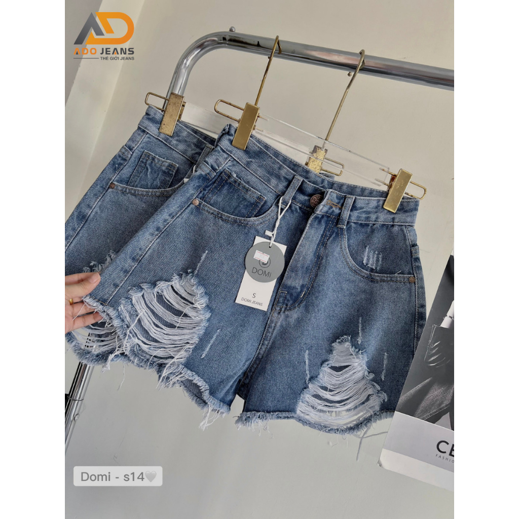 Quần short jean nữ rách cá tính có Bigsize 3XL, quần bò nữ lưng cao ADO JEANS (Mã X84) | BigBuy360 - bigbuy360.vn