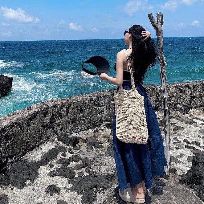 Chân Váy Bò Xòe Tầng Dáng Maxi Cạp Chun Size S M - Halinh Shop - Chân Váy Jean Dáng Dài 3 Tầng Mặc Thu Đông