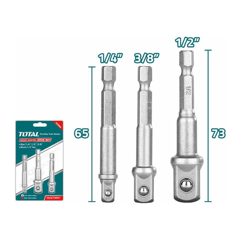 Bộ 3 đầu chuyển siết vít sang bu lông TOTAL TAC273651