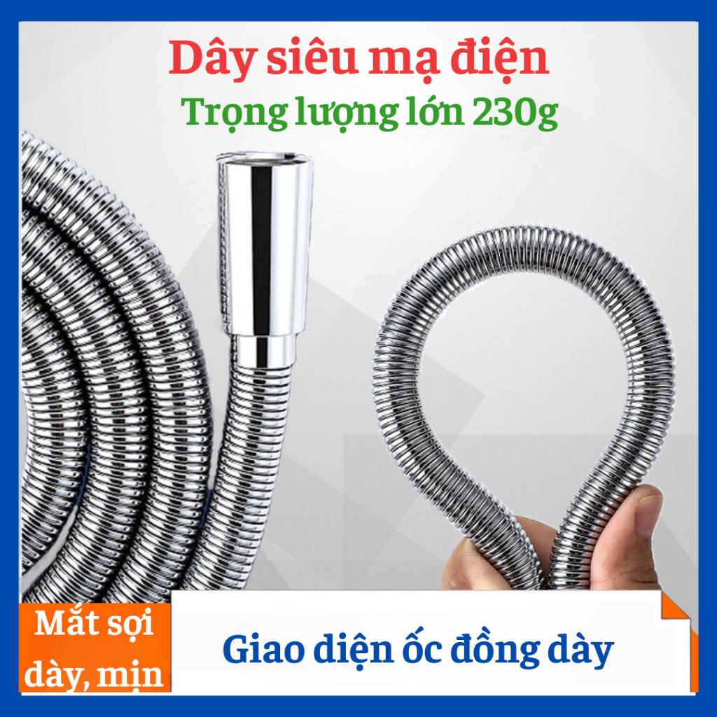 Dây sen inox 304, dây sen tắm chống xoắn, dây sen lõi rút 3 lớp, dây sen tắm inox 3 lớp siêu bền, dây sen tắm cao cấp si