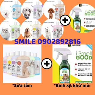 💥💥 Combo sữa tắm chó mèo và Bình xịt khử mùi hôi dành cho chó mèo