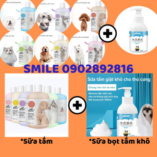 💕💕 Combo sữa tắm chó mèo và sữa bọt tắm khô dành cho chó mèo