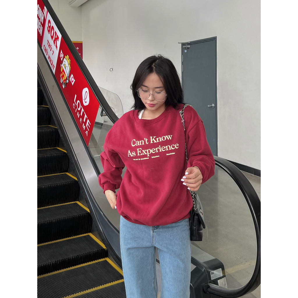 Áo sweater nỉ bông in chữ dáng rộng SwtCantKnow880 -  247store.vn