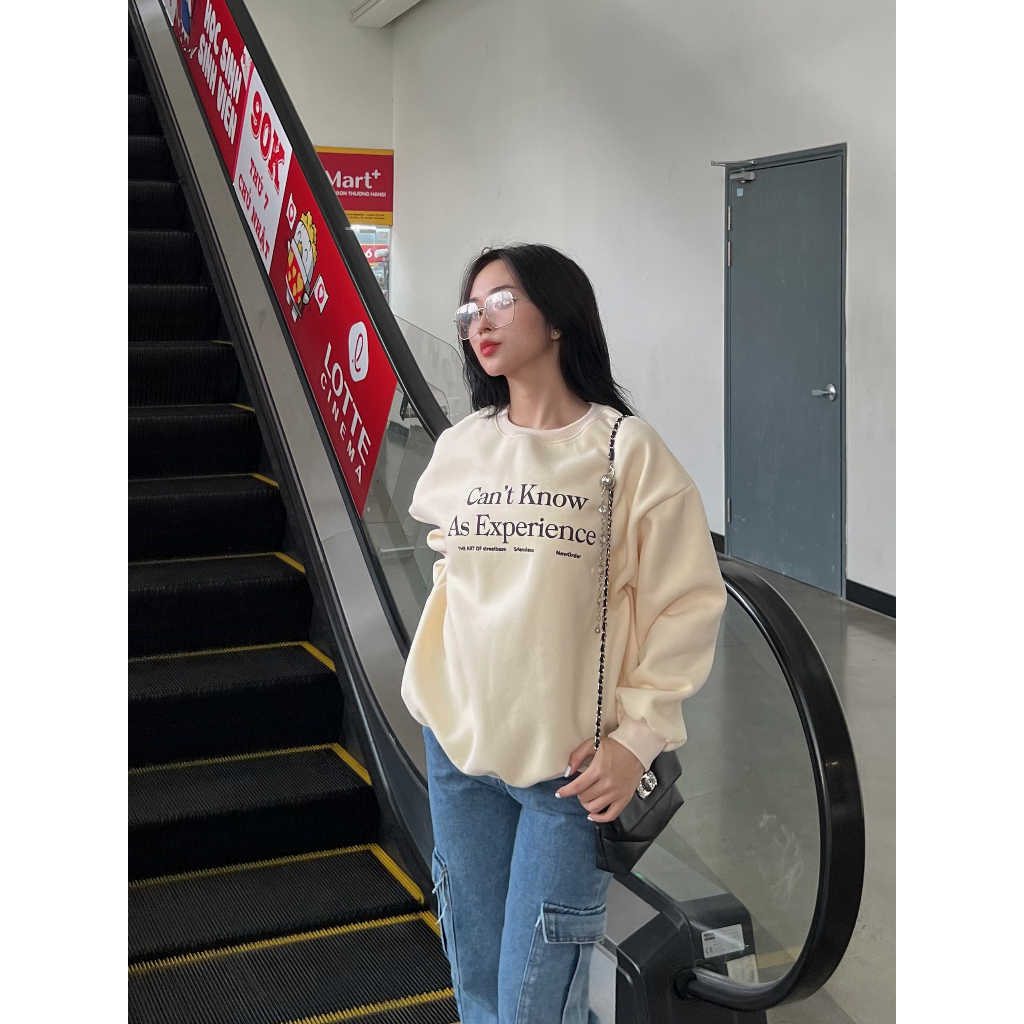 Áo sweater nỉ bông in chữ dáng rộng SwtCantKnow880 -  247store.vn