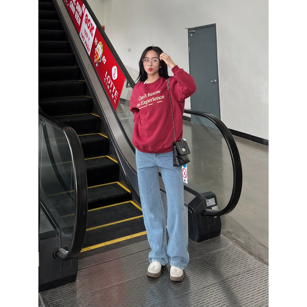 Áo sweater nỉ bông in chữ dáng rộng SwtCantKnow880 -  247store.vn