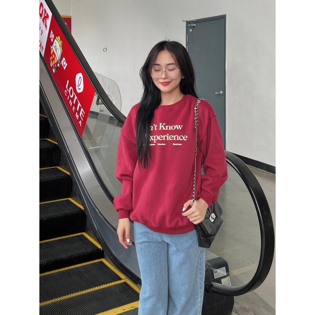 Áo sweater nỉ bông in chữ dáng rộng SwtCantKnow880 -  247store.vn