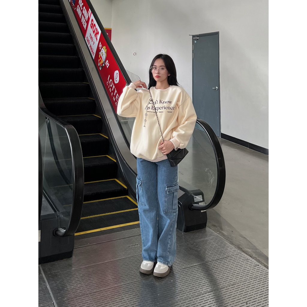 Áo sweater nỉ bông in chữ dáng rộng SwtCantKnow880 -  247store.vn